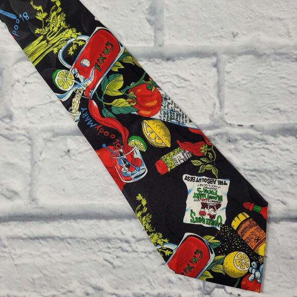 Bloody Mary Silk Black Necktie by Nicole Miller - Picture 1 of 16